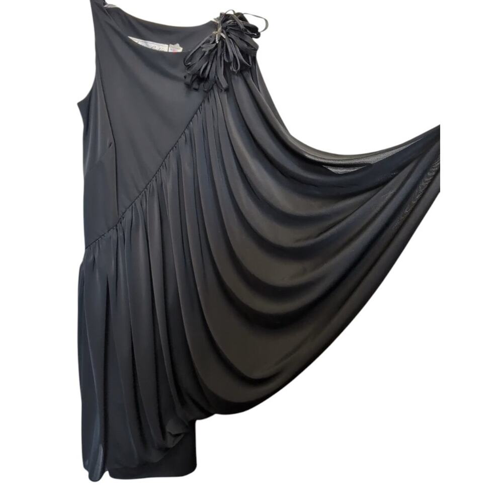 Vtg Lillie Rubin 1970s Black Sleeveless Dress Midi Sheath Luxury Mcm Hollywood